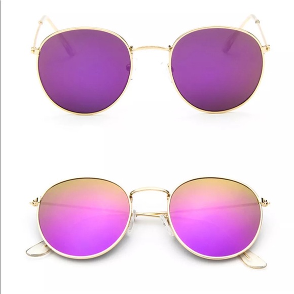 Accessories - Gold Frame Dark Pink Lens Sunglasses